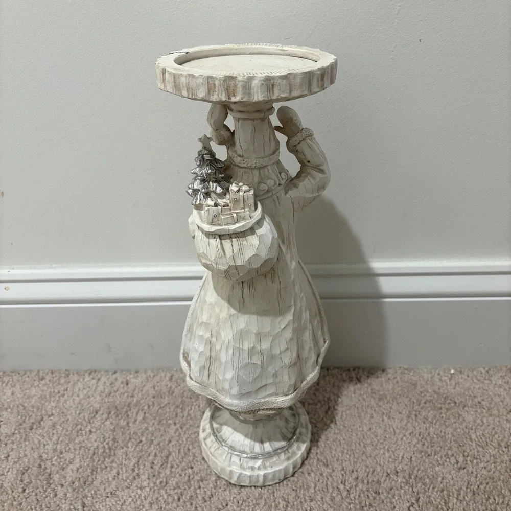 Vintage Style Santa‎ Claus Pedestal Pillar Candle Holder Festive Holiday 13